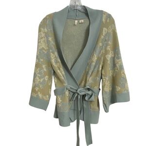 Anthropologie Moth Blue and Cream Floral Cardigan